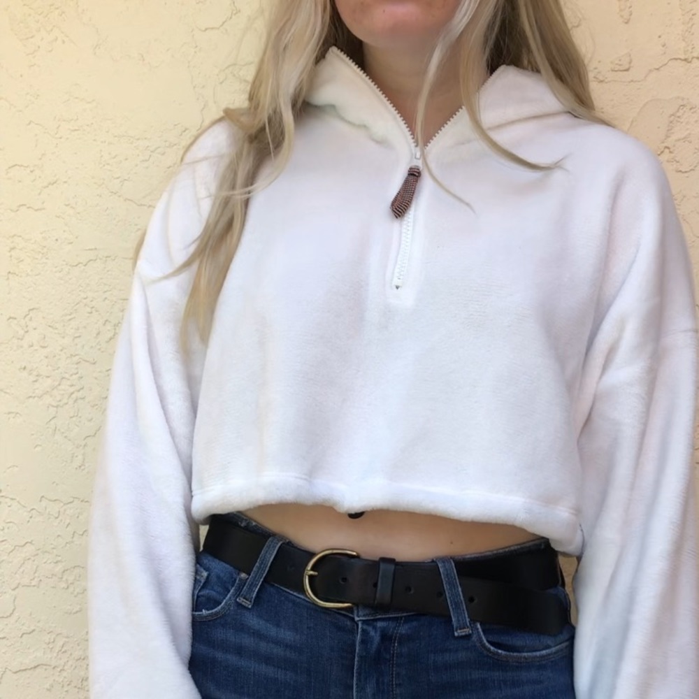 White Urban Outfitters cropped sweatshirt